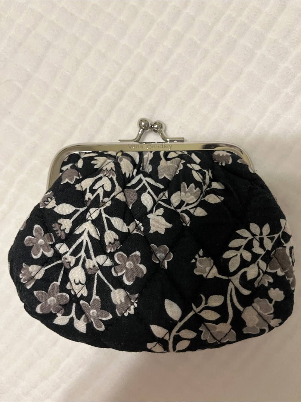Vera Bradley Quilted Floral Kiss-Lock Coin Purse - Black, white & Grey